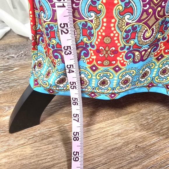 2/$30 Mlle Gabrielle Y2K Red Turquoise Long‎ Maxi Dress Size S Oversized - Picture 2 of 13